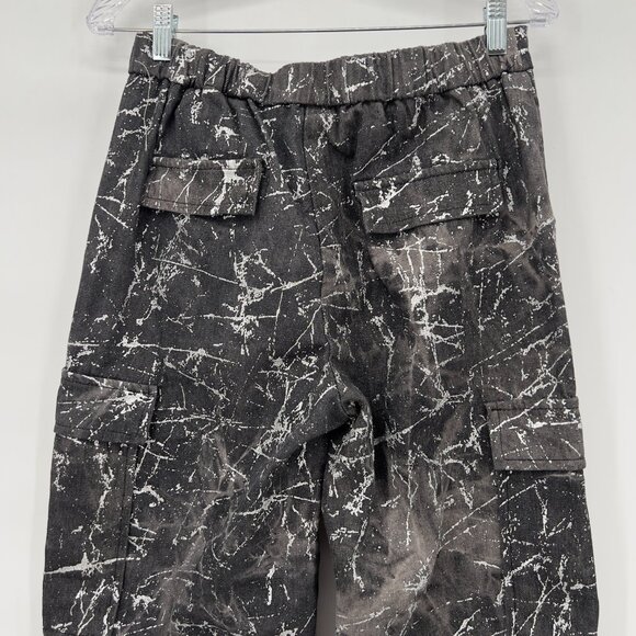 Fashion Nova Eye of the Storm Cargo Pants Black Metallic Paint Splatter Print L - Picture 7 of 16